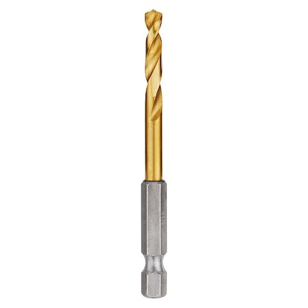 Milwaukee Tool SHOCKWAVE Hex Shank Drill Bit, 3/16 in, Drill Bit Point Angle 135 Deg, High Speed Steel 48-89-4609