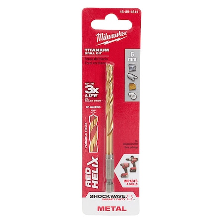 Milwaukee Tool 6mm Titanium Shockwave Red Helix Bit 48-89-4814