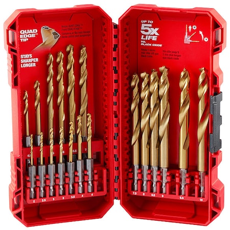 Milwaukee Tool 19 pc. SHOCKWAVE Impact Duty RED HELIX Titanium Metric Drill Bit Set 48-89-4860