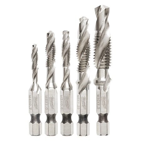 Milwaukee Tool Drill, Tap, Countersink Set, Metric, 5 48-89-4875