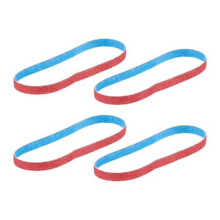 Milwaukee Tool & Equipment Bandfile Belts, 0.38 in W, 0.10 in L, Ceramic Alumina, 40, 60, 80, 120 Grit, Multi-Grade, Blue; Red 48-80-7000
