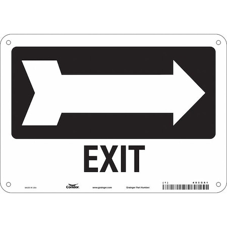 Condor Exit Sign, Plastic, 10" W, 7" H, Exit, White 480G81