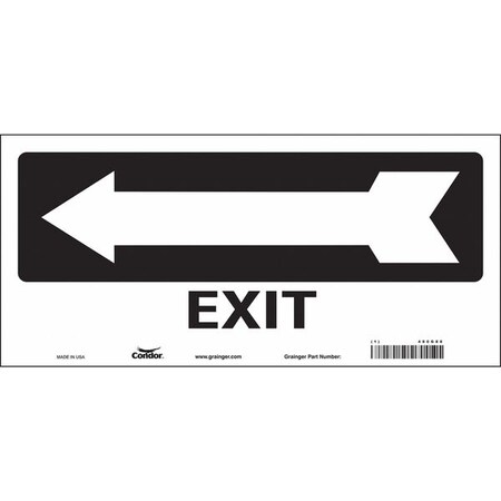 Condor Exit Sign, Vinyl, 14" W, 6-1/2" H, Exit, White 480G88