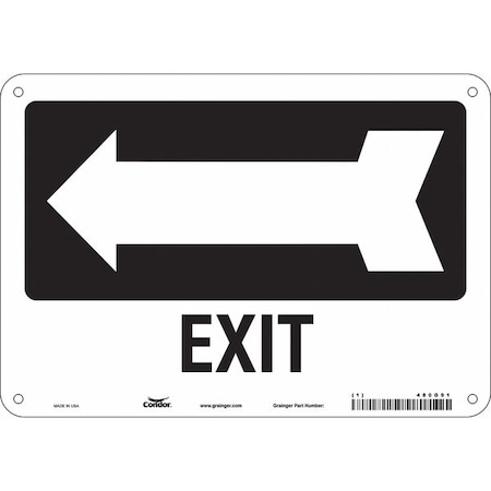 Condor Exit Sign, Plastic, 10" W, 7" H, Exit, White 480G91