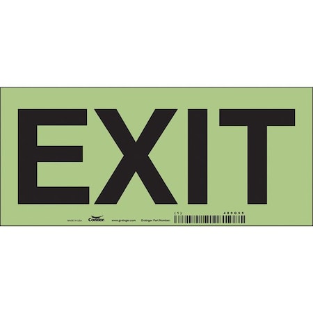 Condor Exit Sign, Vinyl, 9" W, 4" H, Exit, Blue 480G95