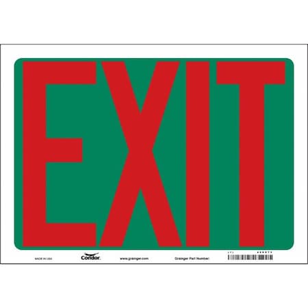 Condor Exit Sign, Vinyl, 14" W, 10" H, Exit, Green 480G75