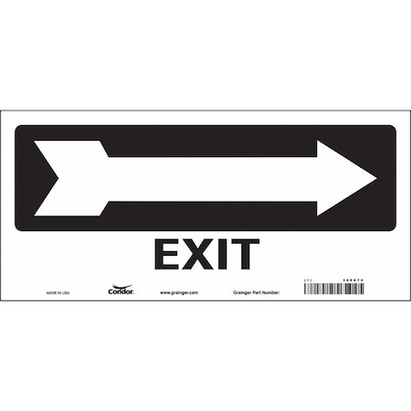Condor Exit Sign, Vinyl, 14" W, 6-1/2" H, Exit, White 480G78