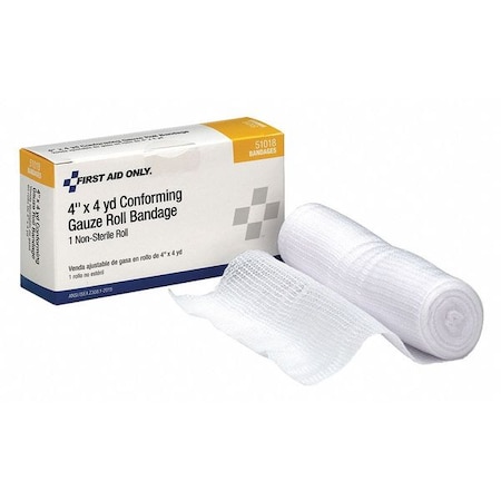 Zoro Select Gauze Wrap, White, Box, 4" W x 4 yd. L 51018