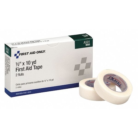 Zoro Select First Aid Tape, Wt, Cloth, 1/2" Wx10 yd. L, PK2 A501