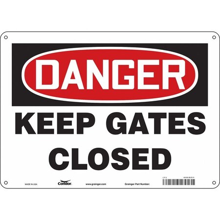 Condor Danger, KEEP GATES CLOSED, 14 in W x 10 in H, Horizontal Rectangle, Aluminum, 480G51 480G51