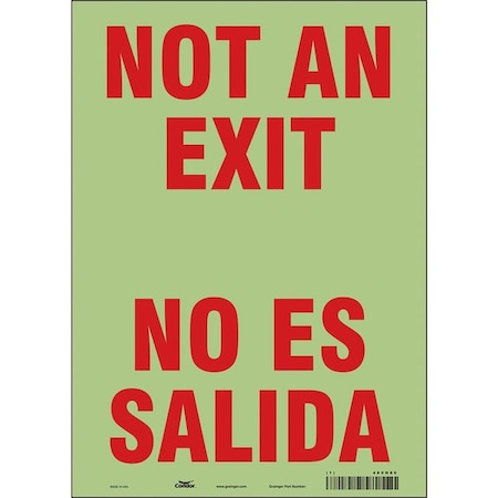 Condor Exit Sign, Vinyl, 10" W, 14" H, Not An Exit/No Es Salida, White 480H80