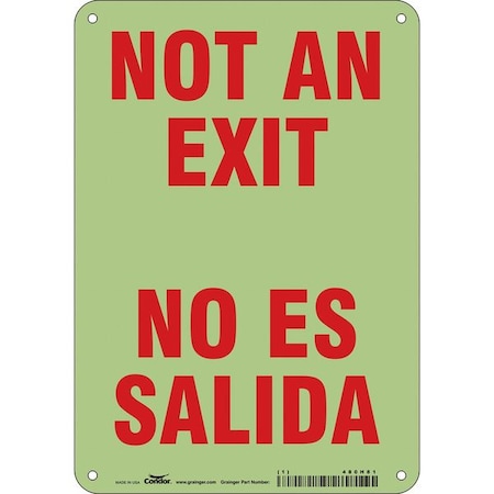 Condor Exit Sign, Plastic, 7" W, 10" H, Not An Exit/No Es Salida, White 480H81