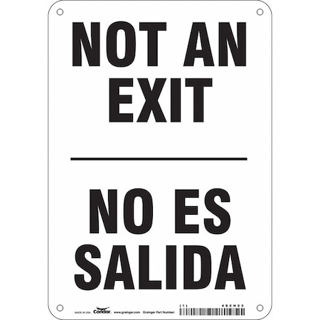 Condor Exit Sign, Aluminum, 7" W, 10" H, Not An Exit/No Es Salida, White 480H95