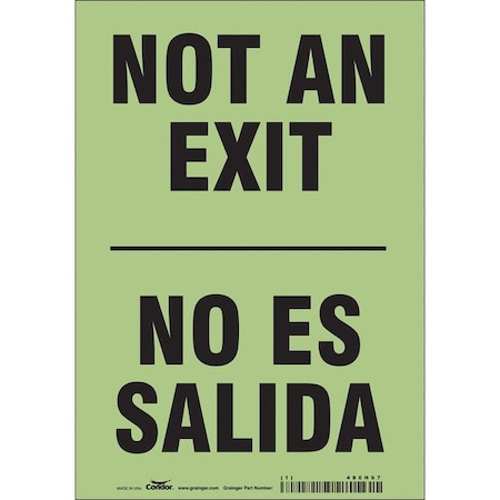 Condor Exit Sign, Vinyl, 7" W, 10" H, Not An Exit/No Es Salida, White 480H97