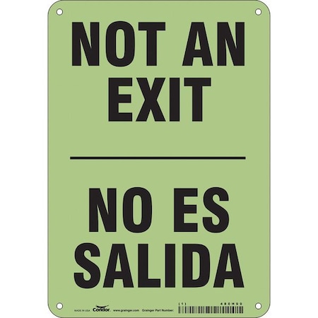 Condor Exit Sign, Plastic, 7" W, 10" H, Not An Exit/No Es Salida, White 480H99