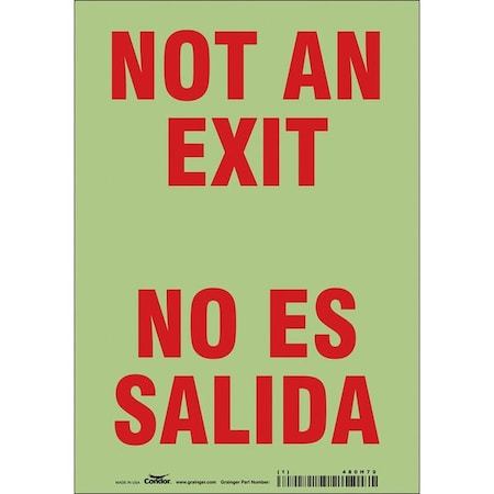 Condor Exit Sign, Vinyl, 7" W, 10" H, Not An Exit/No Es Salida, White 480H79