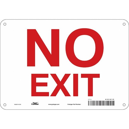 Condor Exit Sign, Plastic, 10" W, 7" H, No Exit, White 480H35