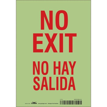 Condor Exit Sign, Vinyl, 7" W, 10" H, No Exit/No Hay Salida, White 480H44