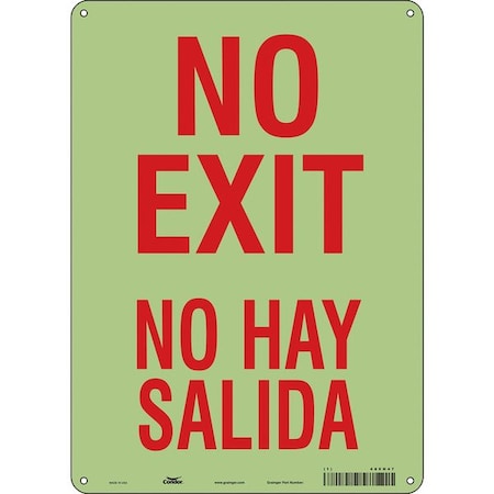 Condor Exit Sign, Plastic, 10" W, 14" H, No Exit/No Hay Salida, White 480H47