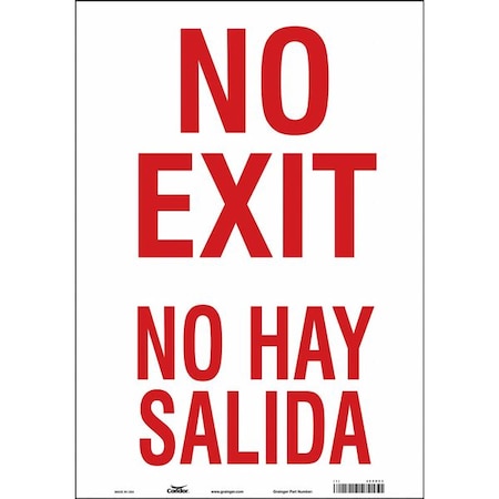 Condor Exit Sign, Vinyl, 14" W, 20" H, No Exit/No Hay Salida, White 480H53