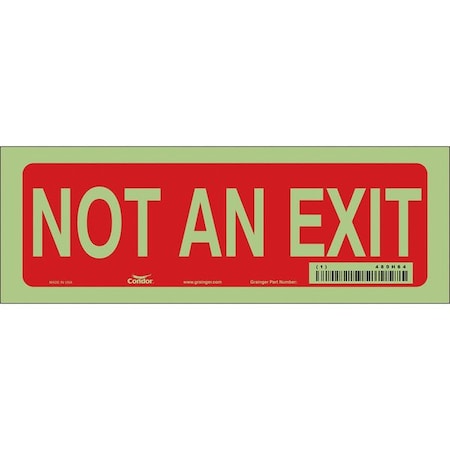 Condor Exit Sign, Vinyl, 10" W, 3-1/2" H, Not An Exit, Red, White 480H64