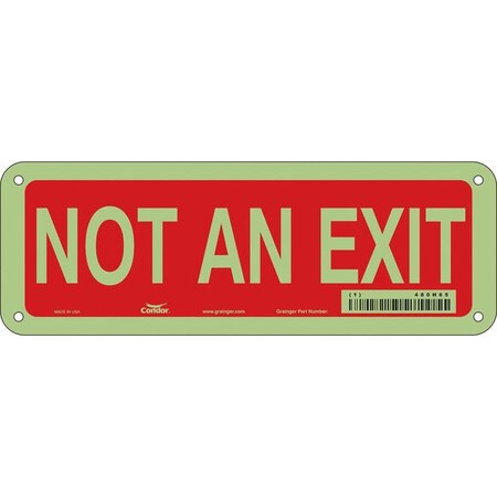 Condor Exit Sign, Plastic, 10" W, 3-1/2" H, Not An Exit, Red, White 480H65