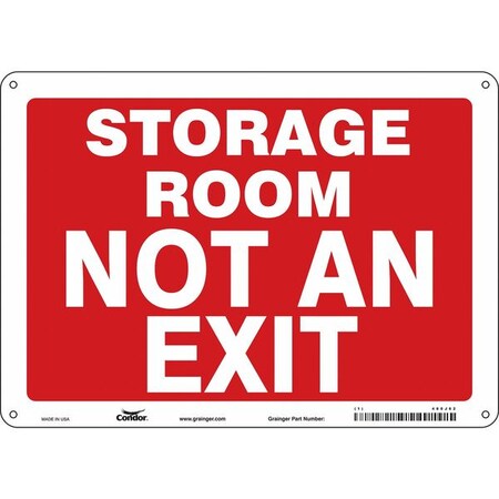 Condor STORAGE ROOM NOT AN EXIT, 14 in W x 10 in H, Horizontal Rectangle, Aluminum, 480J82 480J82