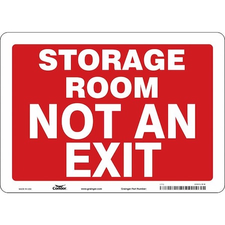 Condor STORAGE ROOM NOT AN EXIT, 14 in W x 10 in H, Horizontal Rectangle, Vinyl, 480J86 480J86