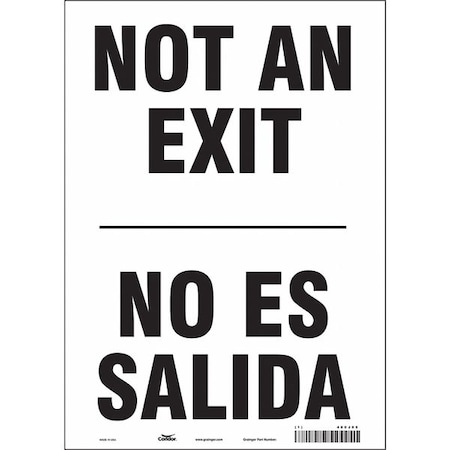 Condor Exit Sign, Vinyl, 10" W, 14" H, Not An Exit/No Es Salida, White 480J05