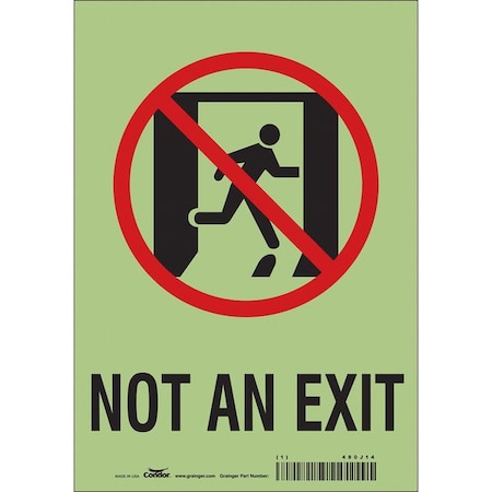 Condor Exit Sign, Vinyl, 7" W, 10" H, Not An Exit, White 480J14