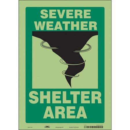 Condor Safety Sign, 14 in Height, 10 in Width, Glow Vinyl, Vertical Rectangle, English 480J25