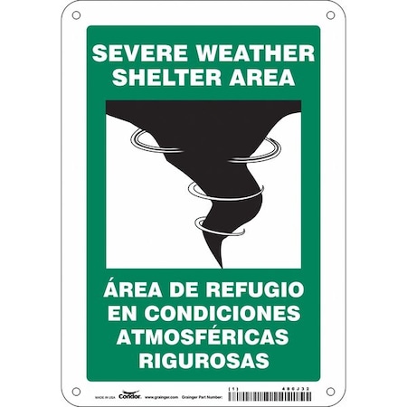 Condor Safety Sign, 10 in Height, 7 in Width, Aluminum, Horizontal Rectangle, English, Spanish 480J32