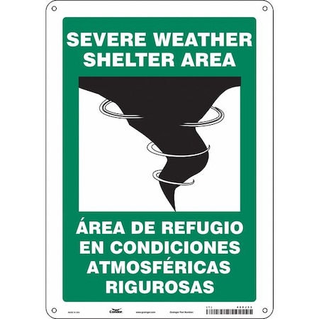Condor Safety Sign, 14 in Height, 10 in Width, Aluminum, Vertical Rectangle, English, Spanish 480J33