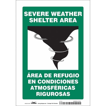 Condor Safety Sign, 10 in Height, 7 in Width, Vinyl, Horizontal Rectangle, English, Spanish 480J36