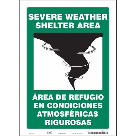 Condor Safety Sign, 14 in Height, 10 in Width, Vinyl, Vertical Rectangle, English, Spanish 480J37