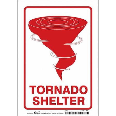 Condor TORNADO SHELTER, 7 in W x 10 in H, Horizontal Rectangle, Vinyl, 480J46 480J46