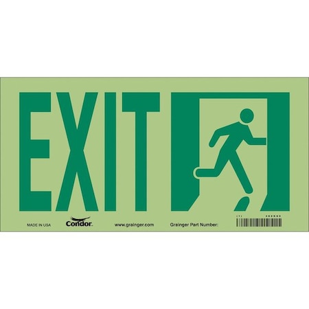 Condor Exit Sign, Vinyl, 15" W, 7" H, EXIT, White 480K80