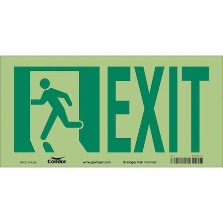 Condor Exit Sign, Vinyl, 15" W, 7" H, EXIT, White 480K83