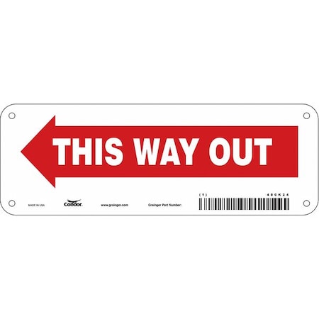 Condor Safety Sign, 3 1/2 in H, 10 in W, Polyethylene, Vertical Rectangle, English, 480K24 480K24