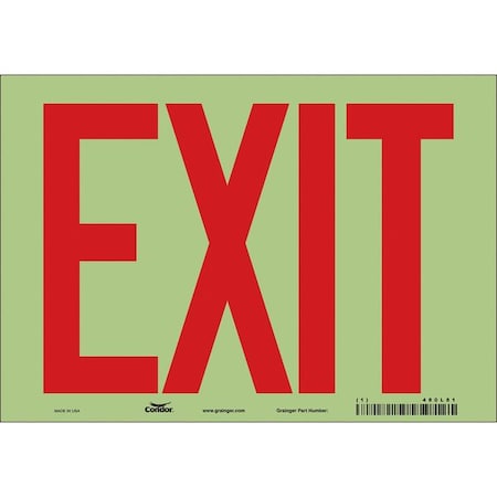 Condor Exit Sign, Vinyl, 10" W, 7" H, Exit, White 480L81