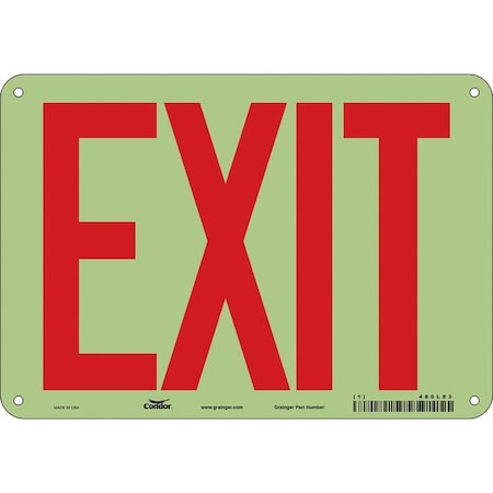 Condor Exit Sign, Plastic, 10" W, 7" H, Exit, White 480L83