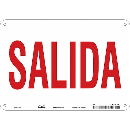 Condor Safety Sign, Aluminum, 10 in W, 7 in H, SALIDA, White 480L91