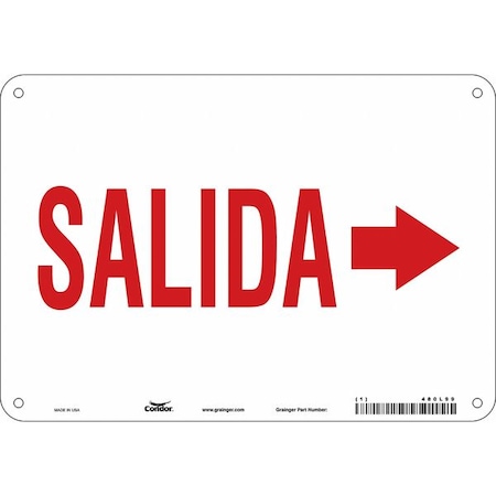 Condor Safety Sign, Polyethylene, 10 in W, 7 in H, SALIDA, White 480L99
