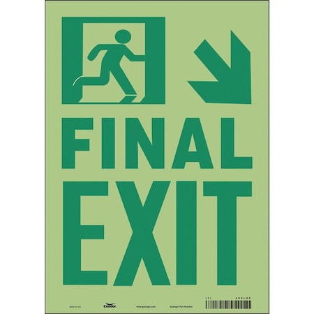 Condor Exit Sign, Vinyl, 10" W, 14" H, Final Exit, White 480L05