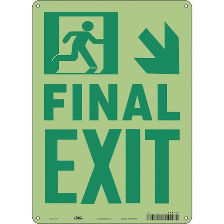 Condor Exit Sign, Plastic, 10" W, 14" H, Final Exit, White 480L06