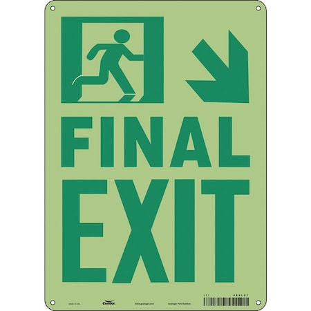 Condor Exit Sign, Aluminum, 10" W, 14" H, Final Exit, White 480L07