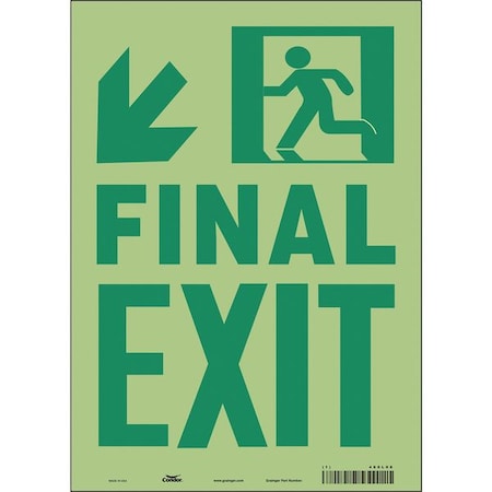Condor Exit Sign, Vinyl, 10" W, 14" H, FINAL EXIT, White 480L08
