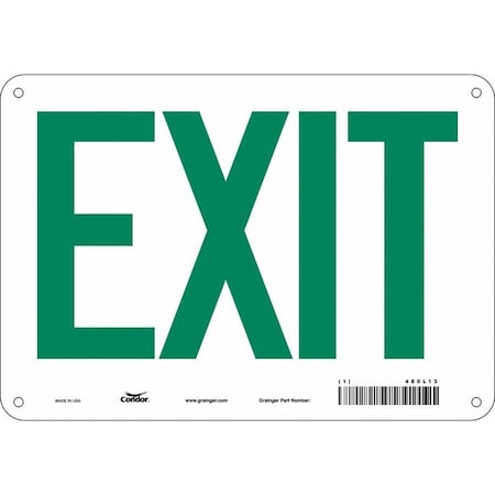 Condor Exit Sign, Plastic, 10" W, 7" H, Exit, White 480L13