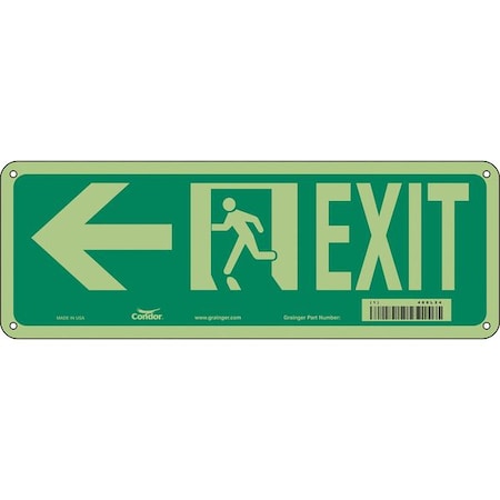 Condor Exit Sign, Plastic, 14" W, 5" H, EXIT, Green, White 480L24