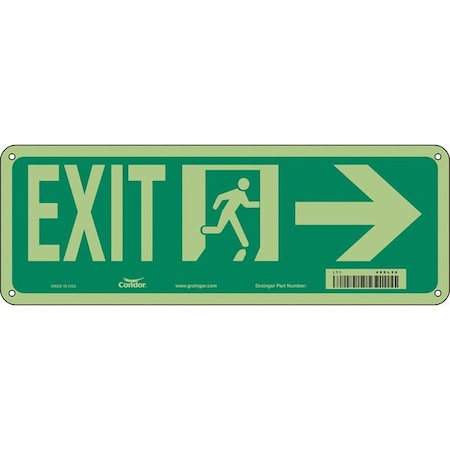 Condor Exit Sign, Plastic, 14" W, 5" H, EXIT, Green, White 480L26